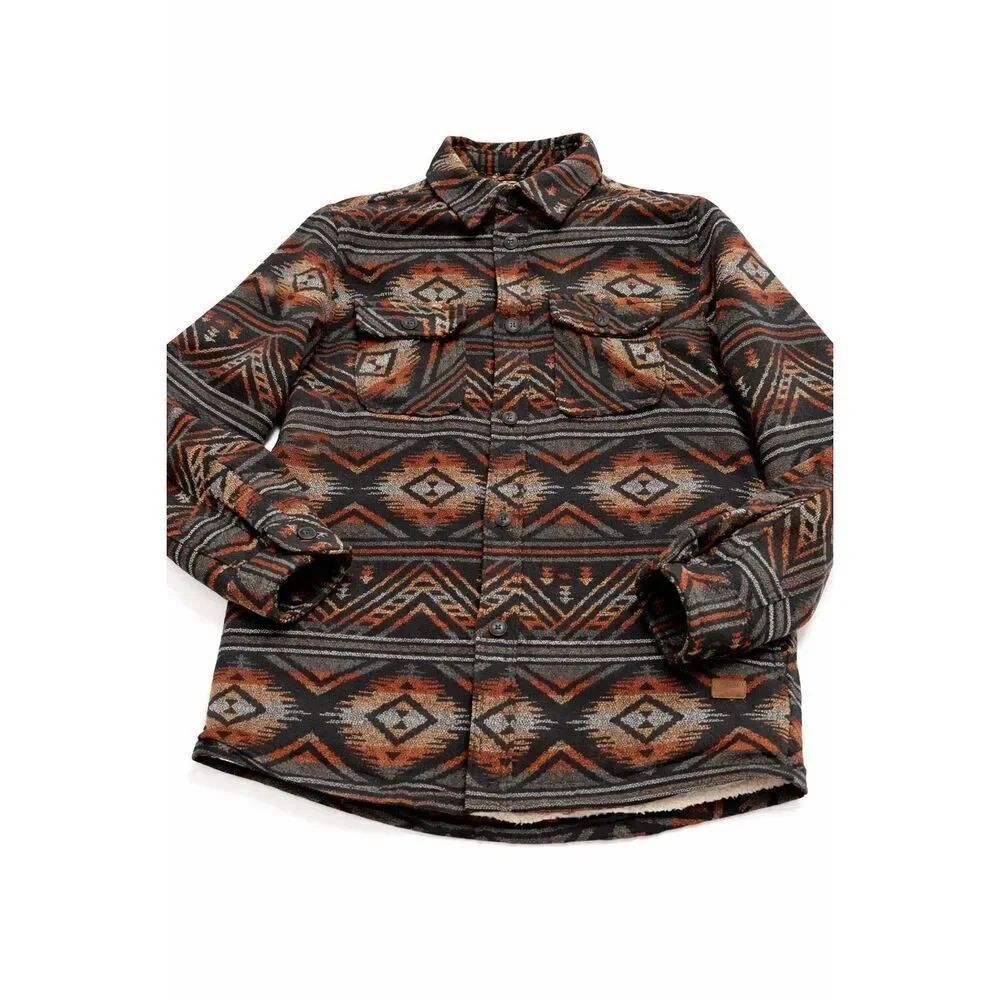 Jachs New York Men’s Aztec Wool Blend Sherpa Lined Shirt Jacket Size Medium